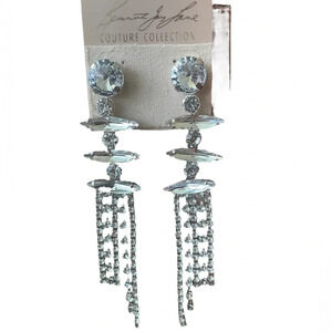 Kenneth Jay Lane Chandelier Crystal Earrings Silver Clear